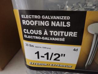 Pail of 1 1/2 In. Electro Galvanized Roofing Nails, 50lbs.