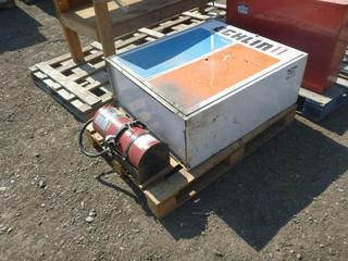 Metal Storage Cabinet 13 1/2 In x 32 In x 36 In and Simplex Grinnell Fire Extinguisher Class 10-A 120-B and Holder.