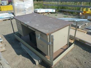 Wood/Metal Desk, File Sorter and Wood/Metal Table 36 In x 72 In x 29 In