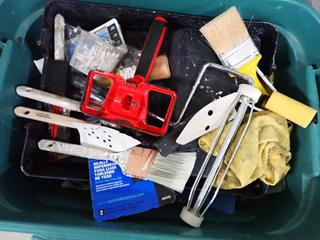 Bin of Painting Supplies.