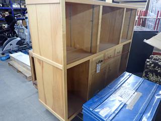 (11) Entertainment Unit, 67 In L x 21 In. W x 53 In. H & Hallway Table w/ Glass Shelving, 54 In. L x 16 In. W x 27 In. H.