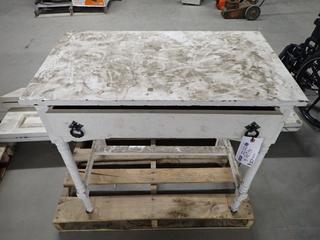 Vintage Side Table w/ Drawer, 32 In. L x 18 In. W x 30 In. H, & (2) Bi-Fold Doors.