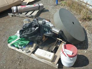 Small Portable BBQ, Water Igloo, Tarps, Bird Feeder, Dog Training Kit and Campfire Utensils.