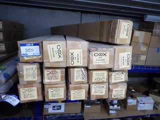 (16) Boxes of Cox Door Components Steel, Satin Silver & Chrome.