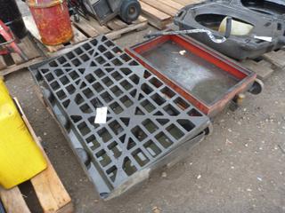 (1) Oil Drain Container and (1) Grated Drip Tray.