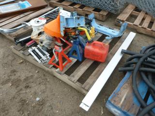 2 Ton Jack Stands, Black & Decker Workhorse Brackets, 75 Meter Roll of Electrical Wire, Plumbing Fittings and Jerry Can.