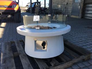 Unused Moon Round Fire Table White Concrete 75cm x 75cm x 36cm H.