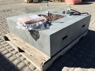 Unused Concrete Square Fire Table 107cm x 107cm x 29cm H.