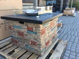 Unused Stone Square Fire Table 88cm x 88cm x 60cm H.