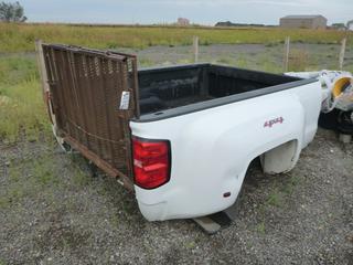 White Chev Dually Box w/ Fold Down Ramp.