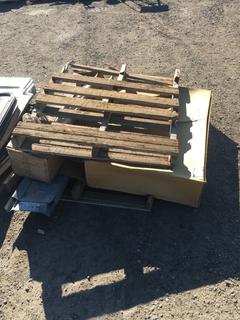 (2) Galvanized Steel Ramps 6 Ft Long and Bushwacker Fender Flare for Dodge 3/4 Ton and Half a Box of Plastic/Steel Electric Fence Posts 48 In Long.