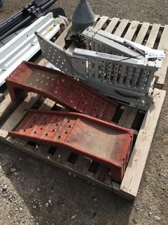 (1) Set of Vehicle Stands 6500 lb. Total Capacity, (1) Set of Foldable Ramps 2500 lb. Capacity 9 1/2 in x Approximately 78 in L.