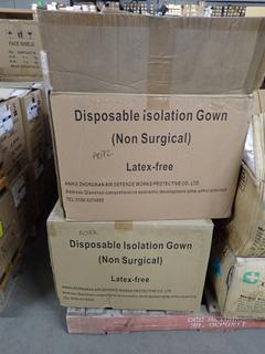 (2) Boxes of Disposable Isolation Gowns, Non-Surgical, Blue, 120 Per Box.