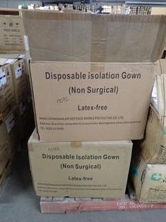 (2) Boxes of Disposable Isolation Gowns, Non-Surgical, Blue, 120 Per Box.