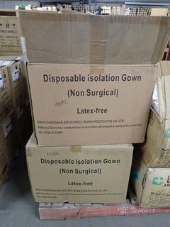 (2) Boxes of Disposable Isolation Gowns, Non-Surgical, Blue, 120 Per Box.