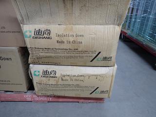 (2) Boxes of Disposable Isolation Gowns, White, 120 Per Box.