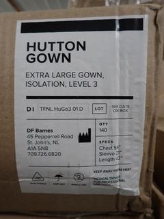 Box of Hutton Isolation Level 3 Gowns, XL, 140 Per Box.