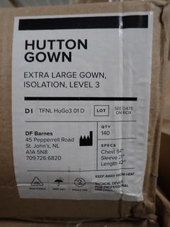 Box of Hutton Isolation Level 3 Gowns, XL, 140 Per Box.