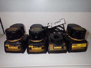 (4) DeWalt Chargers & (3) DeWalt 18V Batteries.