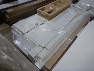 Assorted Pieces of Melamine, Approx. 56 x 14 In, 84 x 14 In, 95 x 5 In.