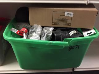 Assorted Plumbing Supplies c/w Toilet Flange, Tank Levers, PVC Elbows, Etc.
