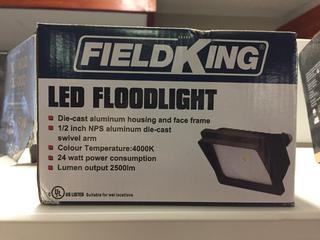 (1) FieldKing LED Floodlight & (1) Bazz LED Soffit 80W. 