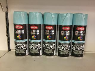(5) Cans of Krylon Fusion All In One Gloss Ocean Blue. 
