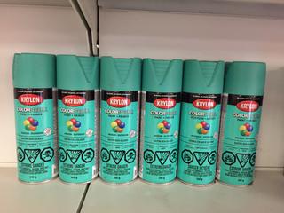 (6) Cans of Krylon Color Maxx Paint+Primer Satin Sea Glass.