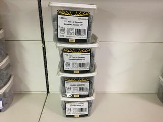 (4) Boxes of 100 Pcs 1/2 In Push In Connectors.