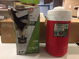 Coleman Classic Lantern & 1 Gallon Igloo Cooler Water Bottle. 