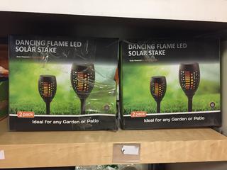 (2) Dancing Flame LED Solar Stakes. 
