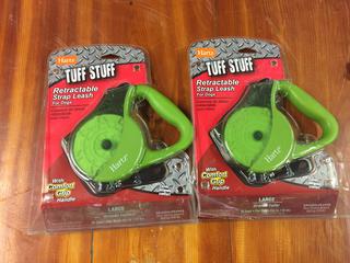(2) Hartz Tuff Stuff Retractable Strap Leashes. 