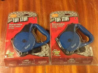 (2) Hartz Tuff Stuff Retractable Strap Leashes. 