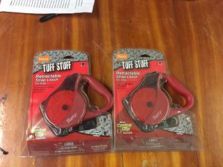 (2) Hartz Tuff Stuff Retractable Strap Leashes. 