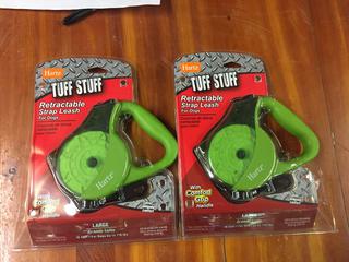 (2) Hartz Tuff Stuff Retractable Strap Leashes. 