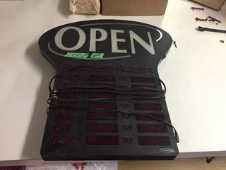 Electronic Open Sign c/w Business Hours.