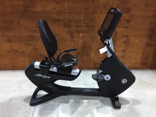 Life Fitness Model 95RS Life Cycle Recumbent Bike c/w Programmed Workouts & Touchscreen Display. S/N APB108485.