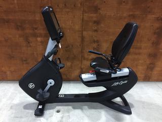 Life Fitness Model 95RS Life Cycle Recumbent Bike c/w Programmed Workouts & Touchscreen Display. S/N APB115857.