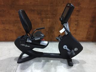 Life Fitness Model 95RS Life Cycle Recumbent Bike c/w Programmed Workouts & Touchscreen Display. S/N APB108486.