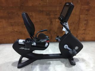 Life Fitness Model 95RS Life Cycle Recumbent Bike c/w Programmed Workouts & Touchscreen Display. S/N APB108484.