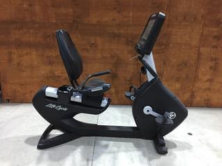 Life Fitness Model 95RS Life Cycle Recumbent Bike c/w Programmed Workouts & Touchscreen Display. S/N APB118430.