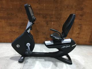 Life Fitness Model 95RS Life Cycle Recumbent Bike c/w Programmed Workouts & Touchscreen Display. S/N APB118426.