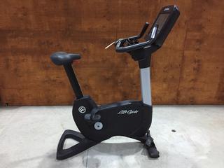 Life Fitness Model 95CS Life Cycle Inspire Upright Bike c/w KOPS Leg Position, Programmed Workouts & Touchscreen Display. S/N APU114250.