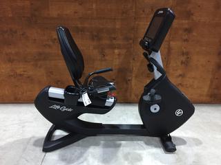 Life Fitness Model 95RS Life Cycle Recumbent Bike c/w Programmed Workouts & Touchscreen Display. S/N APB112498.
