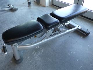 Selling Offsite -  Life Fitness SMAB-0102-102 Adjustable Bench, S/N 080601002556. Located at 100 Gateway Drive NE, Airdrie, For More Information Please Call Graham @ 403-968-7697.