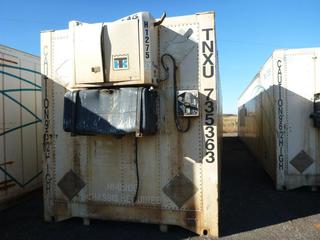 53 Ft. HC Storage Container c/w Thermo King Heater, # TNXU 735363. *Note: Heater Box & Fuel Tank Damaged