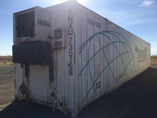 53 Ft. HC Storage Container c/w Carrier Heater, # TNXU 735268. *Note: Heater Starts & Runs, Missing Door.