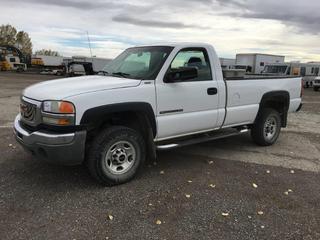 2005 GMC Sierra 2500 Pickup c/w 6.0L V8, 2WD Auto, A/C, LT245/75R16 Tires, Showing 320,277 Kms, VIN 1GTHC24UX5E177586
