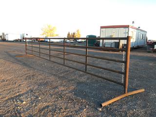 (1) Steel Livestock Panel c/w Adjustable 2-3/8in Pipe Legs, 30ft Length, Control # 9343
