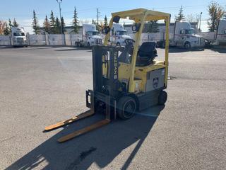 2013 Hyster E50XN 5000lb 48V Electric Forklift c/w Truckers Mast, Recent Work done: Hydraulic Pump, Hydraulic Motor, Steer System, Good Battery, Showing 21422 hrs, S/N A268N09503L. *Note:  No Charger.